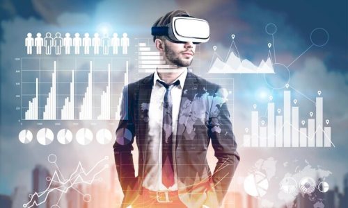 front-view-bearded-man-wearing-suit-vr-glasses-standing-against-blue-cityscape-with-graphs-air-toned-image-double-exposure_780608-37886